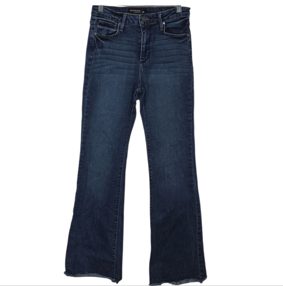 Just Black Denim Bootcut Flare‎ Jeans Size 26 High Mid Rise Raw Hem Stretch JBD